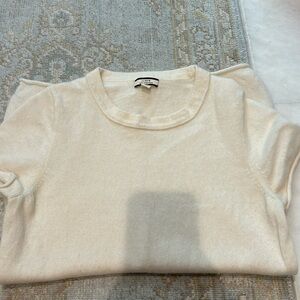 Cream rolled edge cashmere tee